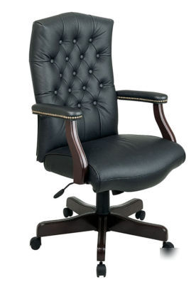 New matching black leather executive office chair set 
