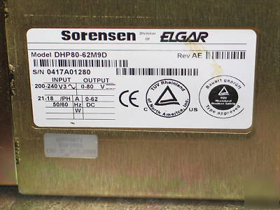 Sorensen dhp variable dc gpib power supply 0-80V 0-62A