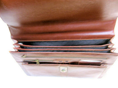 Stebco leather briefcase â€“ expandable dividers w/ flap 