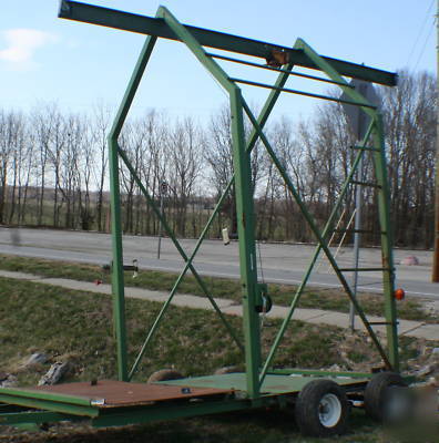 Custom trailer for outdoor boiler furnaces with hoist