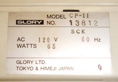 Glory cp-11 coin counter sorter