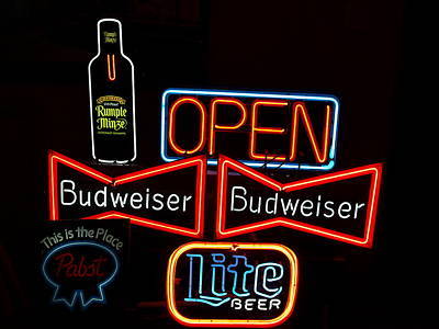 Lot of vintage budweiser schnapps lite beer open neon