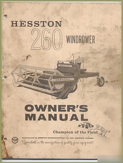 Vintage 1962 hesston 260 windrower owner's manual
