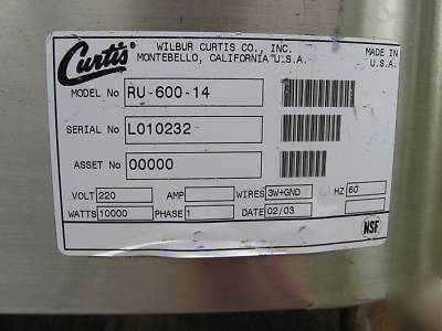 Wilbur curtis coffee machine ru 600-14