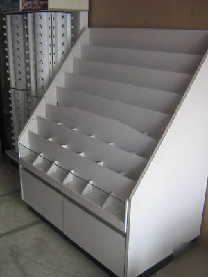 Large retail stocking & display shelf with drawers