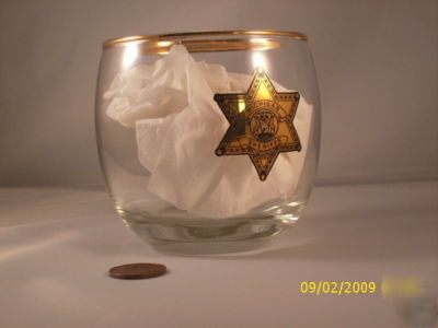 Michigan sheriff glass w/ gold trim & logo -police swat