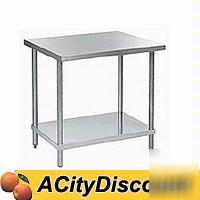 24X36 stainless worktable w galvanized legs, undershelf
