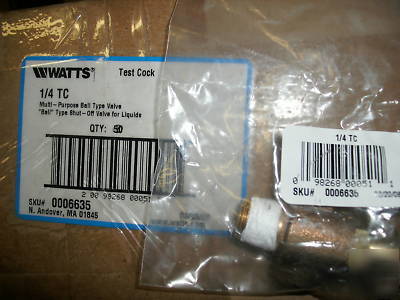 New watts 1/4 tc test cock ball type valve 0006635 