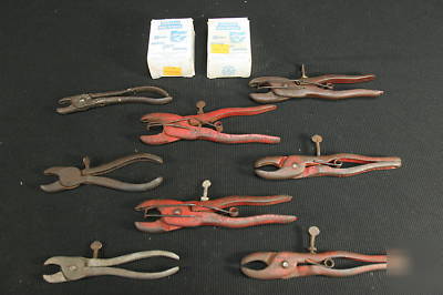 8 pair hog ringer tools pliers & 2 boxes pig rings #2
