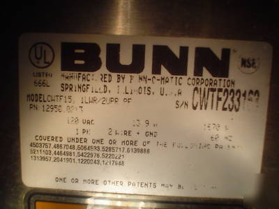 Bunn CWTF15 coffee maker / warmer - 2 upper 1 lower