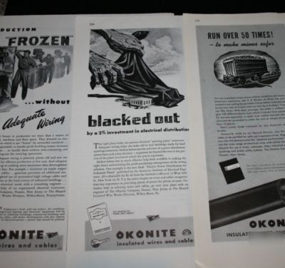 Okonite wires-cables passiac,nj-6 1940S vintage ads lot