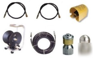 Sewer jetter cleaner kit - foot valve, 100 x 3/8 hose