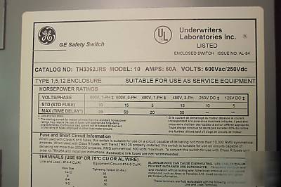 Ge 60 a welding interlocked recepticle TH3362JRS fused 