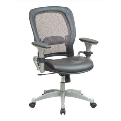 Matrex back managers chair with grey leather seat
