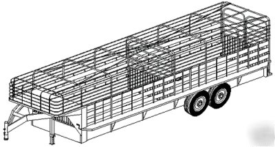 Trailer plans BB3224 24' gooseneck livestock plans