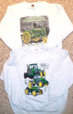 Nwot 2 boys john deere sweatshirts sz m/l 