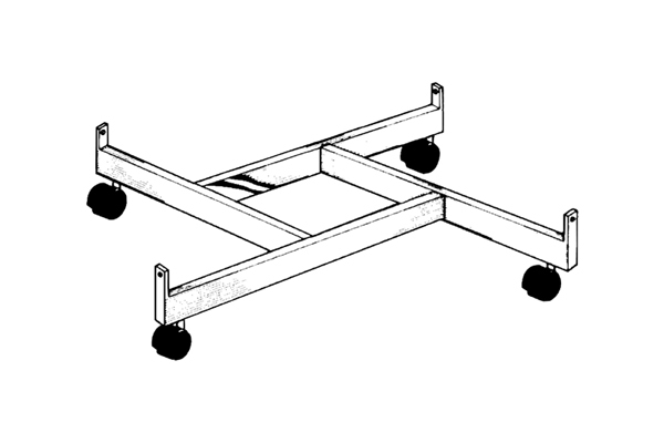 4 way grid base for gridwall panel with casters white