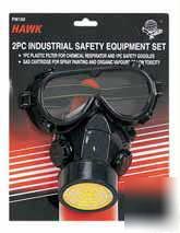Hawk 2 pc industrial goggles & respirator set #h-fm-150