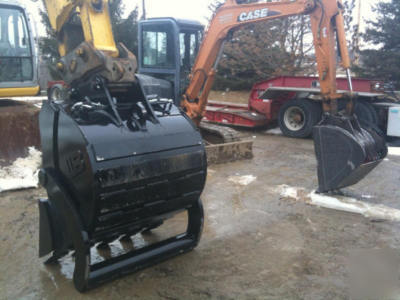 Excavator self grading bucket & system to stay on grade