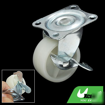 Fixed flat full rotation caster wheel with wheel lock