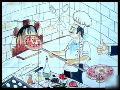 Italian pizzaiolo large mosaic sign pizzeria wall decor