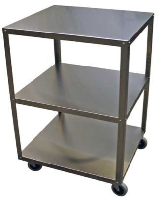 New cart, stainless, 3 shelf, 21 in utility bus cart 