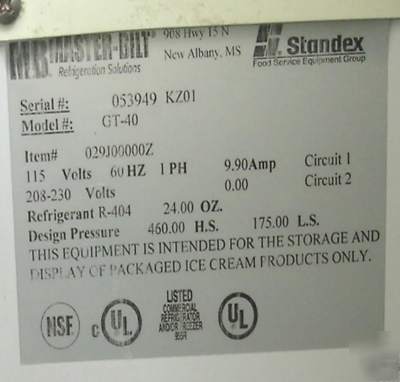 New master-bilt 10 cu.ft. slide top freezer ice cream 