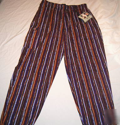 Nwt dickies executive chef baggy black striped pants l