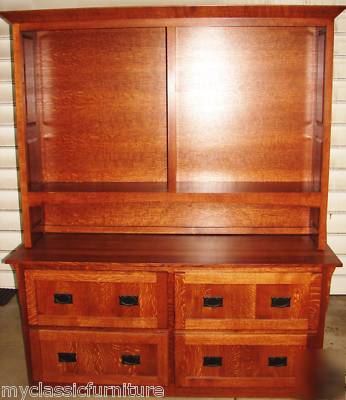 Filing lateral cabinet bookcase mission quartersawn oak