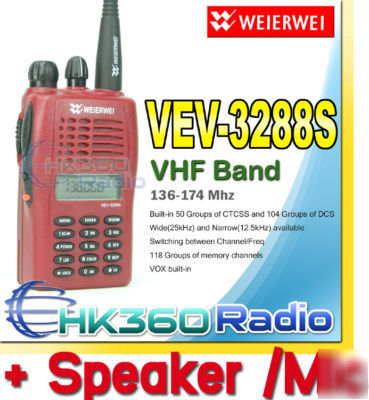 Weierwei vev-3288S red 136-174 vhf+earp+speaker mic