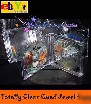 Clear quad 4 jewel case cd dvd holds graphics singles
