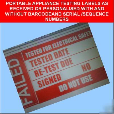 12 pat testing labels 50 x 25 mm plug top size 