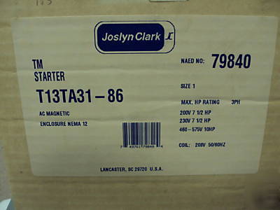 Joslyn clark T13TA31 86 ac magnetic starter msrp $499