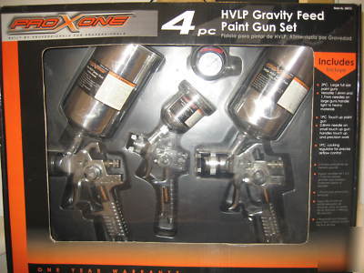 4 piece hvlp gravity feed paint gun set