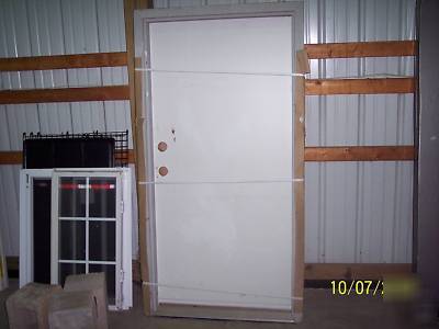 New one (1) steel door unit w/jam & aluminum threshold 