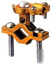 Ground water pipe clamp for armored or unarmored wire 