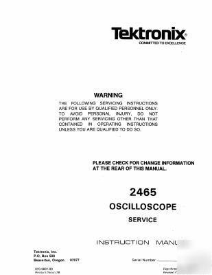 Tektronix 2465 oscilloscope op/service manual cd