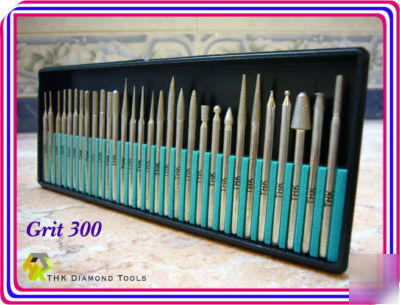 30 pieces diamond tipped burrs glass drill bit grit 300