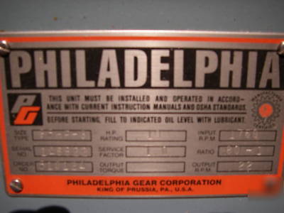 New philadelphia gear reducer ratio 80:1 