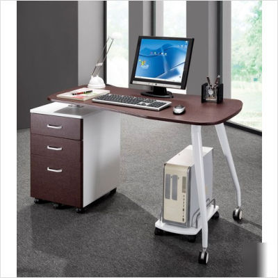 Rotating computer desk w side cabinet & cpu caddy