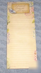 Magnetic 'a friend loves' butterfly notepad flowers