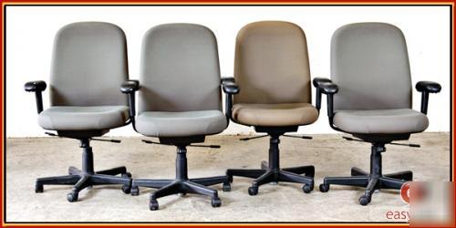 (4) sage green swivel adjustable rolling office chairs