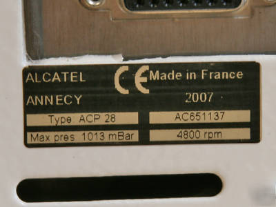 Adixen alcatel turbo vacuum pump w/ vwr oven