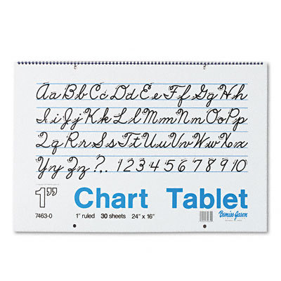 Chart tablets w/cursive cover ruled white 30 sheets/pad