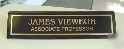 Black piano finish desk name plate free engraving 