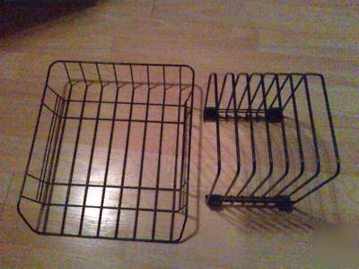 Black mesh desk basket and folder organizer