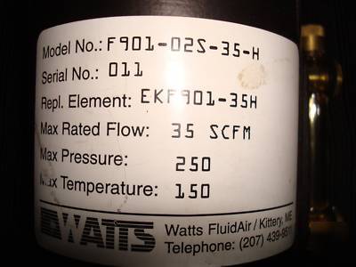 Watts fluidair F901-02S-35-h high efficiency filter