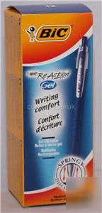 Bic reaction gel blue ink roller ballpoint pen 12 pack