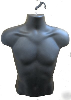 Hanging male half body form display mannequin - black