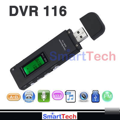 Usb vox voice activated record MP3 fm 2GB dvr 116